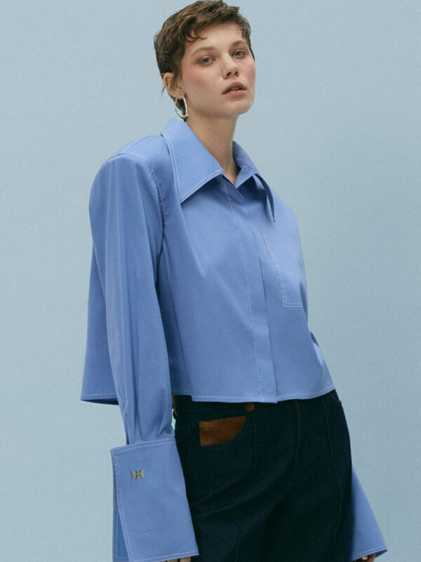 Koszula Blue Crop ze spinkami