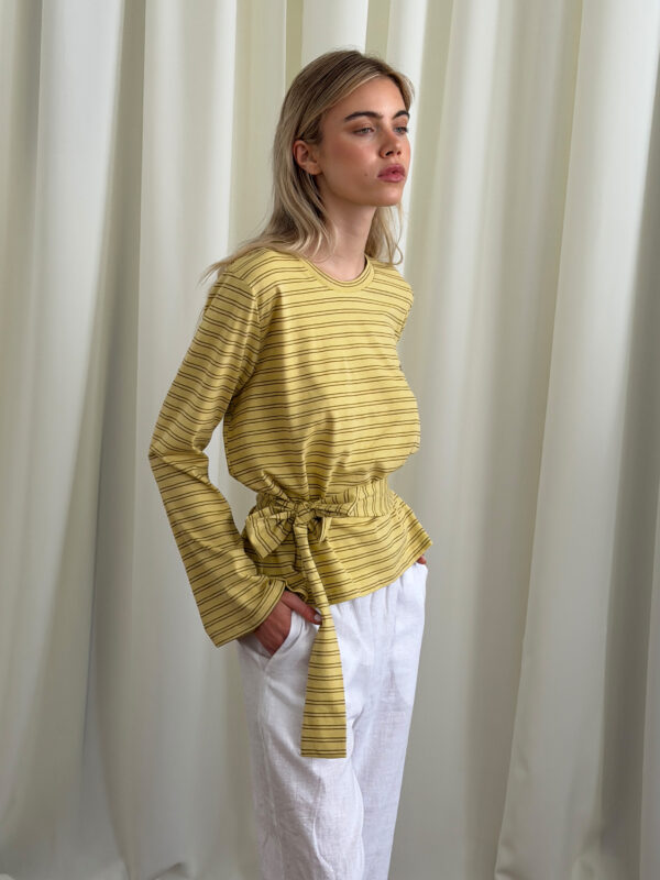 Striped Longsleeve with Scarf Yellow